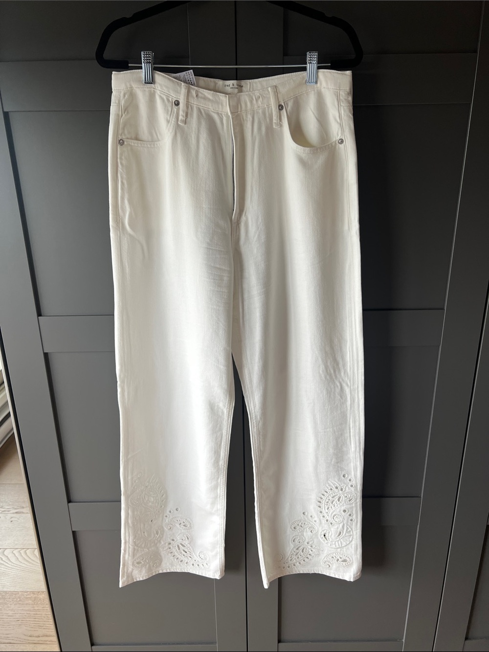 Rag & Bone Eyelet White Denim Trousers